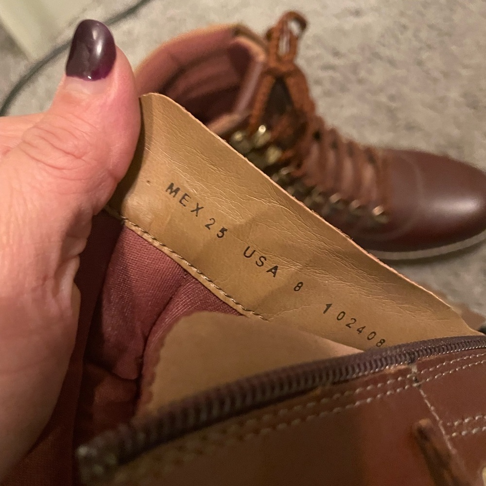 Flexi Brown leather lace up chunky sole boots 8 - Picture 3 of 5